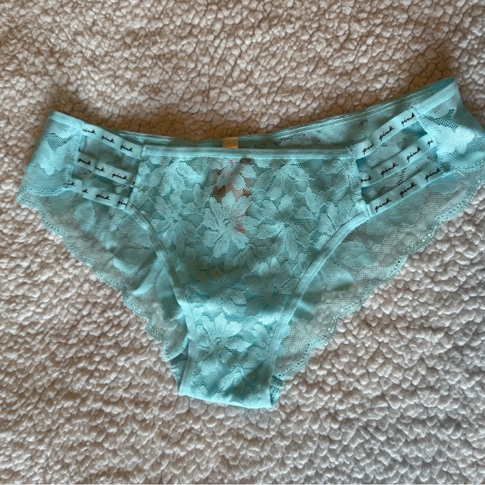 PINK Victoria's Secret Sheer Lace Bikini Panty - Light Aqua